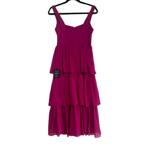 Lulu’s Tier For the Drama Magenta Purple Lurex Tiered Midi
Dress - Picture 5 of 16